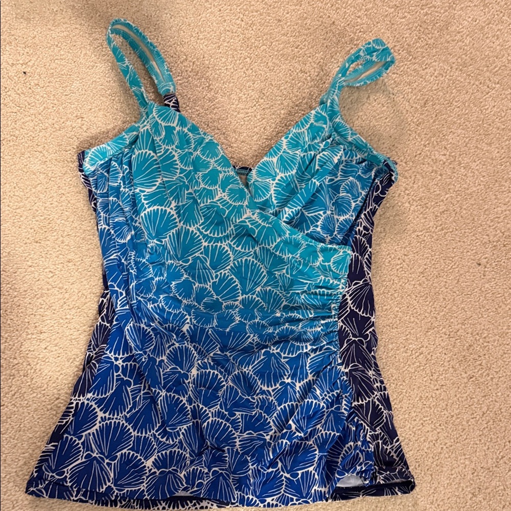 Talbots Blue and White Women's Swim Top